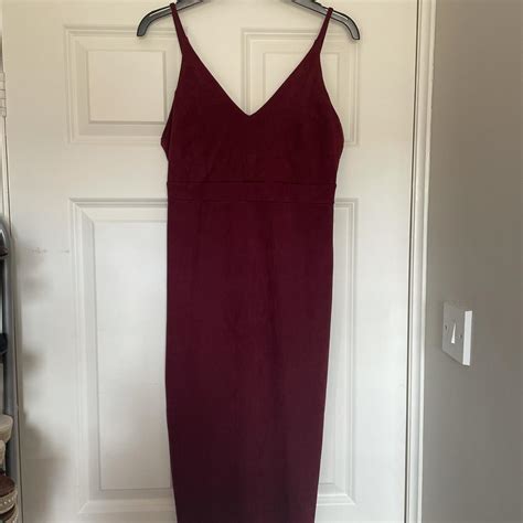 Burgundy Suede Primark Midi Dress Worn Once Depop