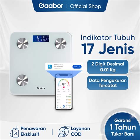 Jual Gaabor Timbangan Berat Badan Digital Bluetooth App Weight Scale