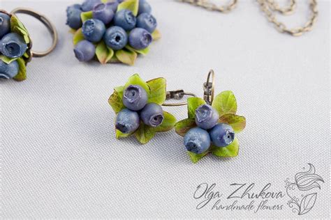 Jewelry Set With Blueberries Polymer Clay Diy Clay Crafts Polymer