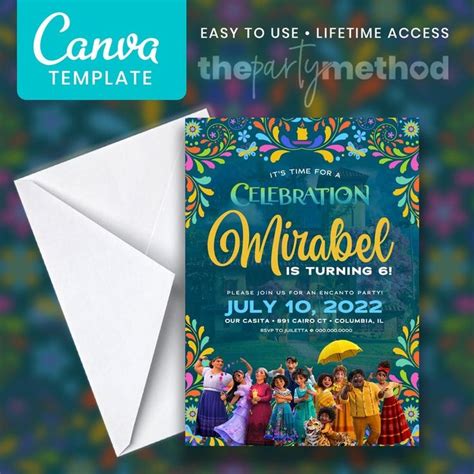 Encanto Invitation Canva Template Lifetime Access Etsy Party Invite