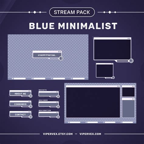 Blue Minimalist Twitch Overlays Pack Layout Twitch Chat Stream