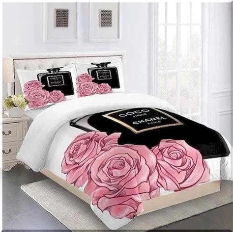 Chanel Bedding Set 3 Pink Floral - Peto Rugs