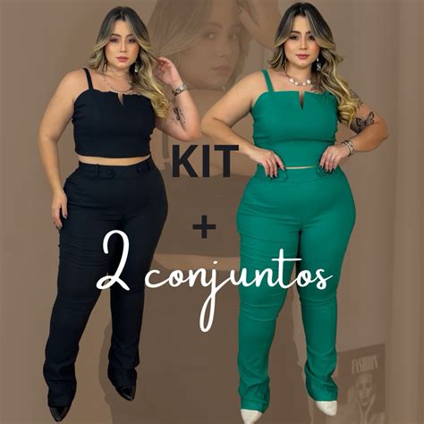 Conjunto Para Festa A Noite - Kit de 2 conjuntos para balada barzinho plus size grande festa noite ...