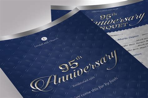 Silver Blue Church Anniversary Program One Sheet Word Etsy