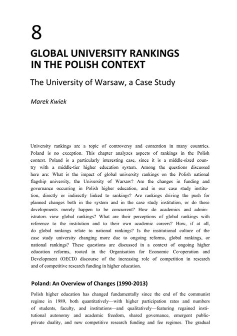 (PDF) Global University Rankings in the Polish Context. The University ...