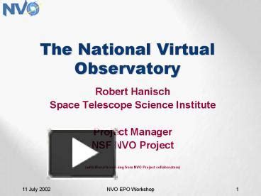 Ppt The National Virtual Observatory Powerpoint Presentation Free