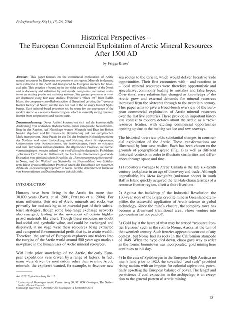 Pdf Historical Perspectives The European Exploitation Of Arctic