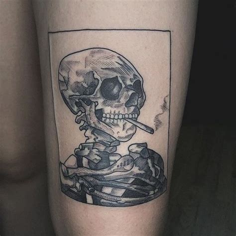 Skull Smoking Cigarette Tattoo