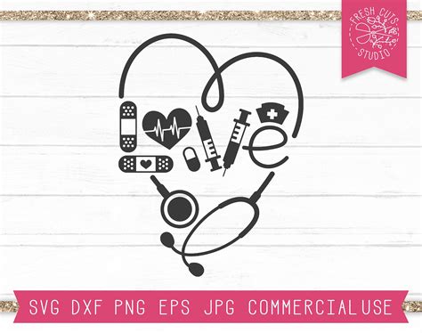 Love Nurse Svg File Instant Download Cut File For Cricut Etsy