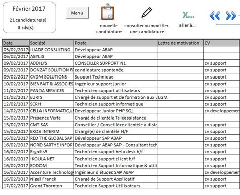 Mes Candidatures Sur Excel