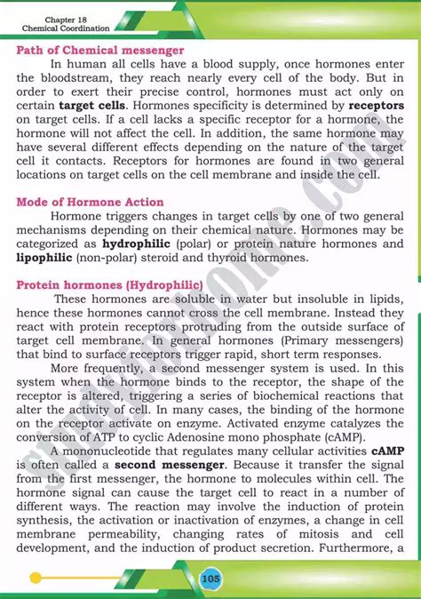 Chemical Coordination Chapter Biology Th Text Book