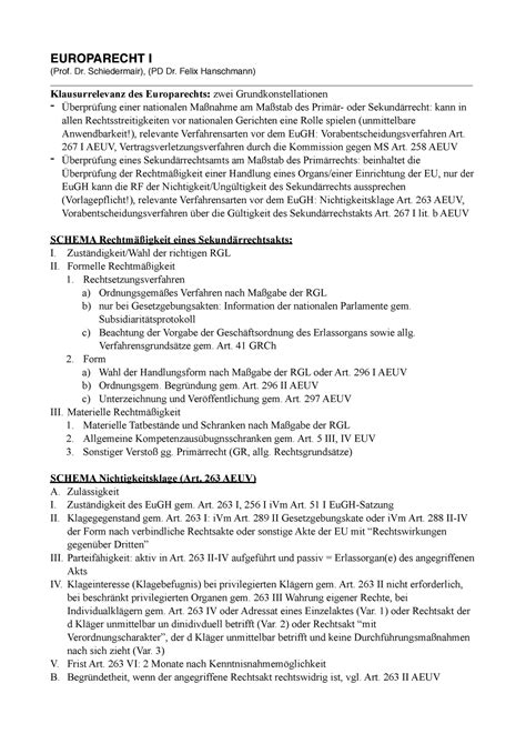 Skript Europa R I EUROPARECHT I Prof Dr Schiedermair PD Dr