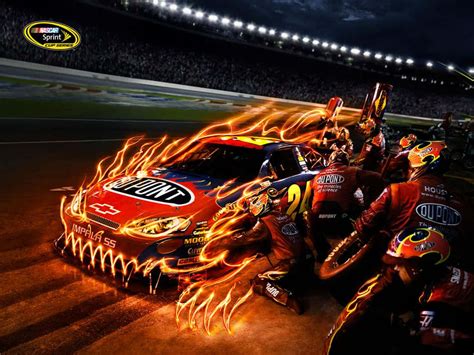 Download Nascar Flaming Monster Car Wallpaper | Wallpapers.com