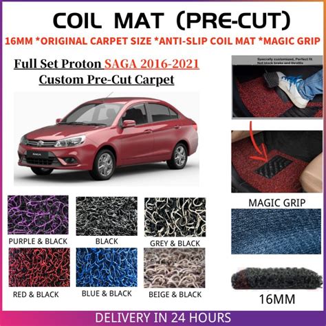 Proton Saga 2016 2021 OEM PRECUT PVC COIL MAT CARPET Coilmat Karpet