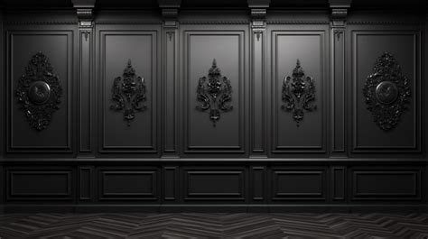 panel wall silvered classical black panels   rendering backgrounds