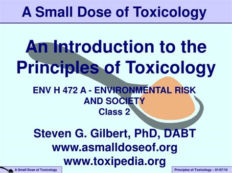 Ppt An Introduction To The Principles Of Toxicology Powerpoint