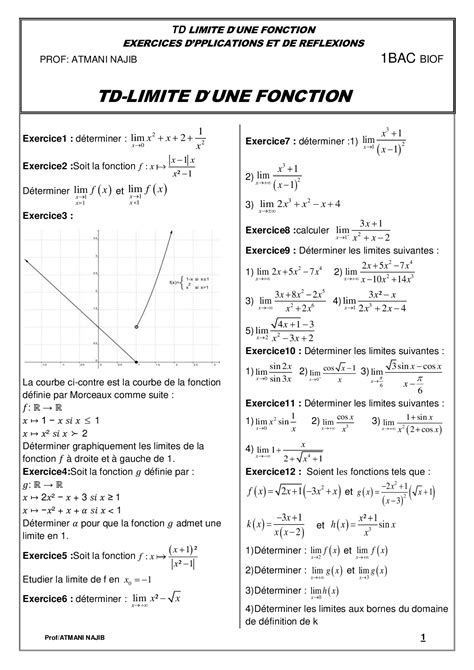 Les Limites Dune Fonction Série Dexercices 1 Alloschool