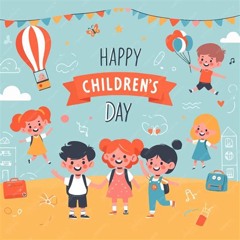 Premium Vector Happy Childrens Day Background Cute Vector Illustration