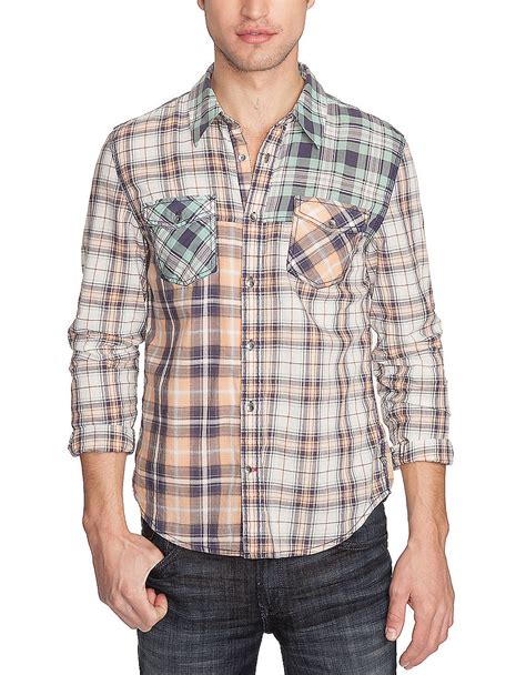 Guess Plaid Shirt in Orange for Men (orange plaid) | Lyst