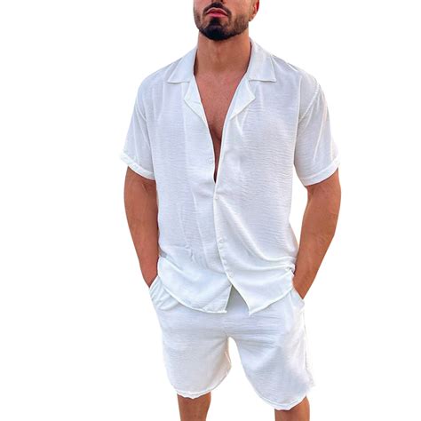 Yubnlvae Suits For Men Men Spring Summer Pieces Beach Short Sleeve