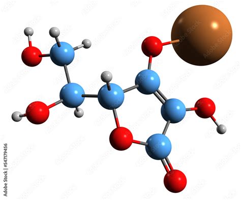 3d Image Of Potassium Ascorbate Skeletal Formula Molecular Chemical