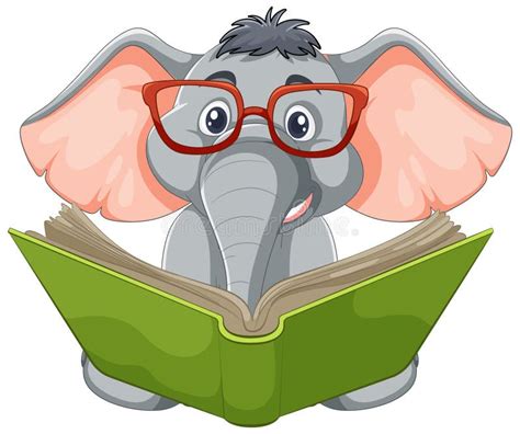 Un Elefante Con Gafas Leyendo Un Libro Ilustraci N Del Vector