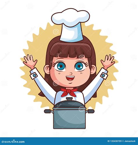 Cute Chef Girl Cartoon Stock Vector Illustration Of Hairstyle 135430709