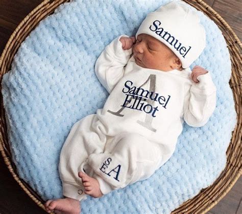 Baby Boy Coming Home Outfit Newborn Personalized Sleeper Etsy