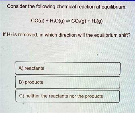 Solved Consider The Following Chemical Reaction At Equilibrium Co G