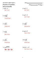 The Meaning Of Logarithms Worksheets Algebra Exponential