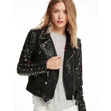 Women Studded Leather Biker Jacket