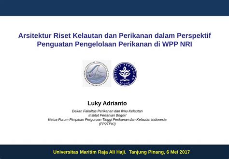 Pdf Arsitektur Riset Kelautan Dan Perikanan Dalam Perspektif