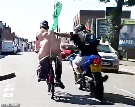 Moment Vigilante Binman Punches Naked Cyclist During Charity Ride Daily Mail Online