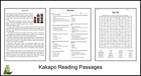 Totem Poles Reading Comprehension And Word Search Teaching Resources