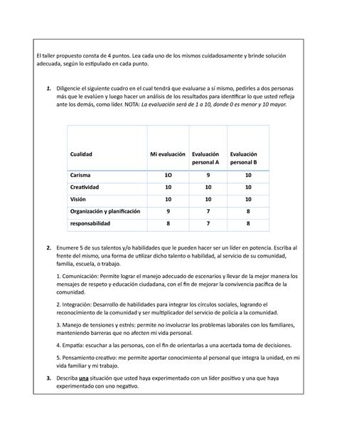 Guia De Aprendizaje N2 El Taller Propuesto Consta De 4 Puntos Lea