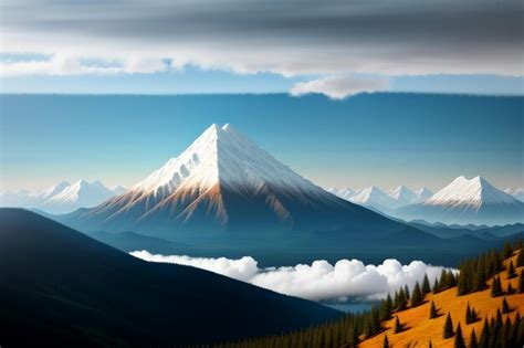 Premium Photo Mountain Peaks Under Blue Sky And White Clouds Natural