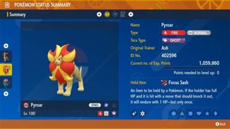 Shiny Male Pyroar 6IVs Tera Type Ghost Pokémon Scarlet and Violet eBay