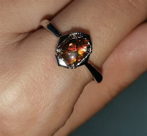 Ammolite Adjustable Ring AQ Crystal Gem