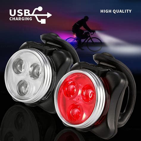 Bike Light Set Super Bright USB Rechargeable Bicycle Lights Waterproof