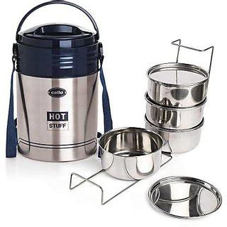 Buy Cello Hot Stuff 4 Stainless Steel Lunch Box 4 Containers Lunch Box 990 Ml Online 1229
