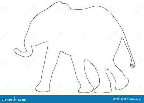 Outline Of An African Elephant Stock Vector - Illustration of mammal ...