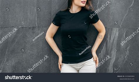 Stylish Brunette Girl Wearing Black Tshirt Stock Photo Shutterstock