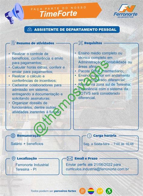 Assistente De Departamento Pessoal Teresina Pi Vaga S