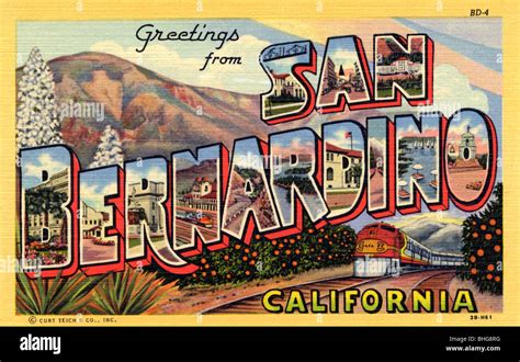 Greetings From San Bernardino California Postcard 1943 Artist