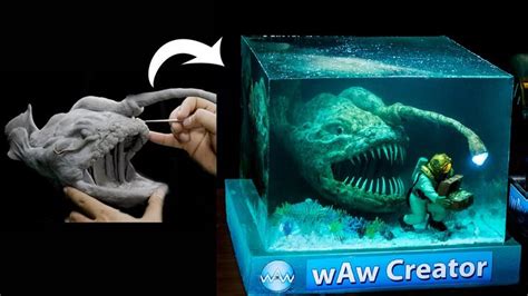 Creepy Anglerfish Diorama Thalassophobia Resin Art Diorama