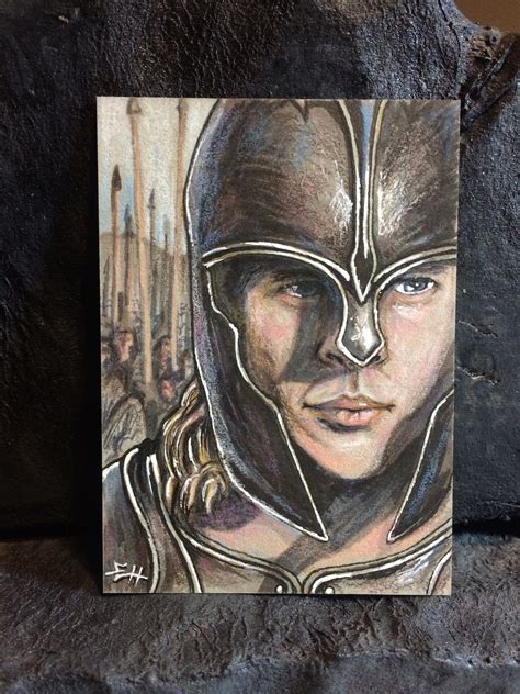 Original Sketch Card Achilles Troy Brad Pitt | Etsy