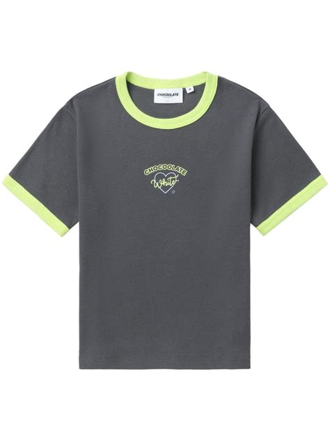 CHOCOOLATE Logo Print Cotton T Shirt Grey FARFETCH