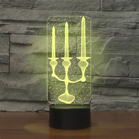 Candlestick Black Base Creative 3D LED Decorative Night Light USB With