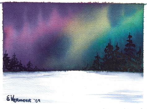 Aurora Borealis Watercolor at PaintingValley.com | Explore collection ...