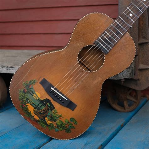 1930s Harmony Made Hawaiian Decal Parlor Guitar